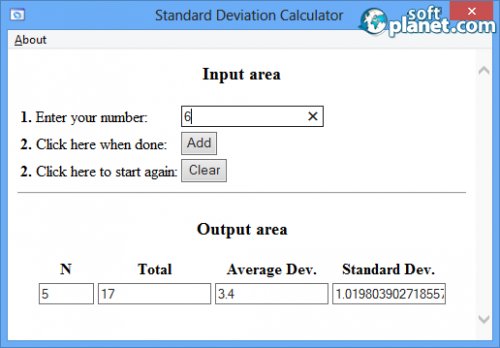 Standard Deviation Calculator 1.0 Standard Deviation Calculator 1.0